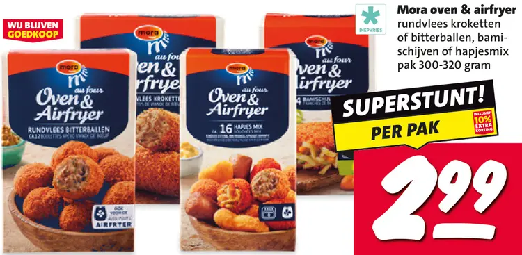 Aanbieding: Oven & airfryer rundvlees kroketten of bitterballen, bamischijven of hapjesmix