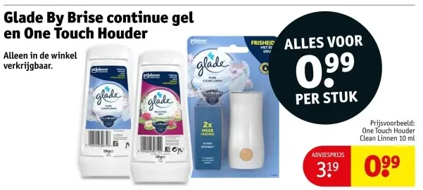 Aanbieding: Glade By Brise continue gel en One Touch Houder