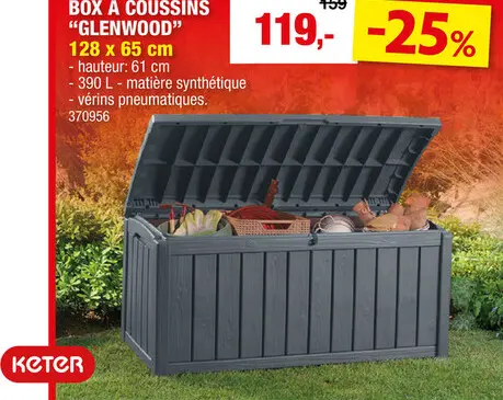 Offre: Keter Glenwood coffre de jardin 128x65x61 cm anthracite