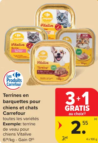 Offre: Terrines en barquettes pour chiens et chats
