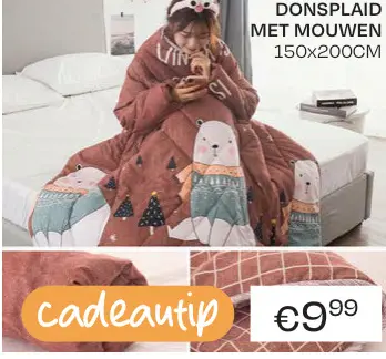 Promotie: Donsplaid met mouwen