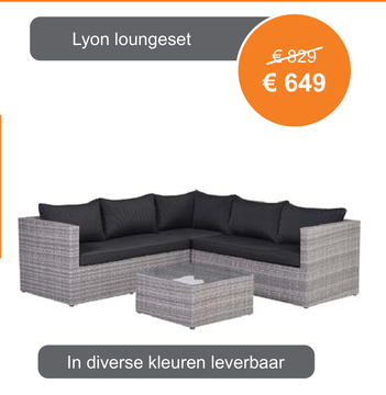Aanbieding: Lyon loungeset 4-delig - grijs