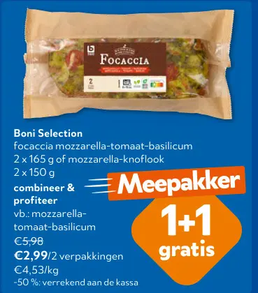 Promotie: Focaccia mozzarella-tomaat-basilicum