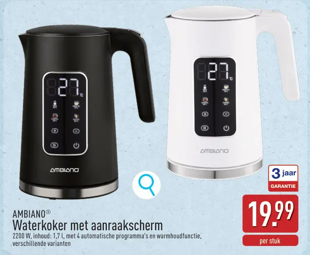 Promotie: Waterkoker met aanraakscherm