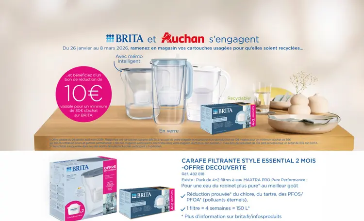 Offre: Carafe filtrante style essential 2 mois -offr