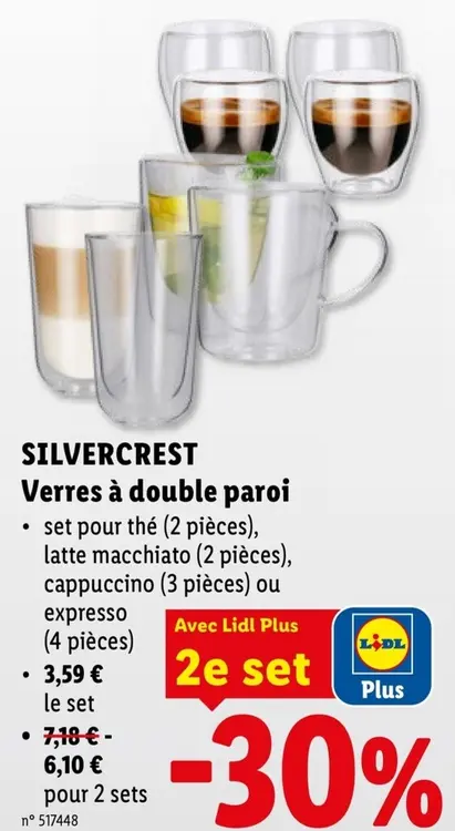 Offre: Verres à double paroi