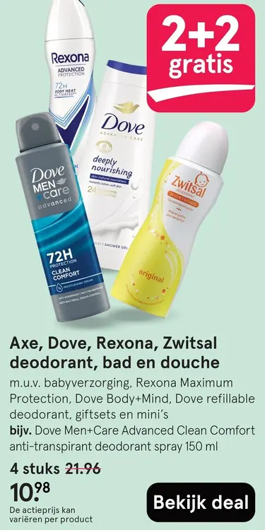 Aanbieding: Axe, Dove, Rexona, Zwitsal deodorant, bad en douche