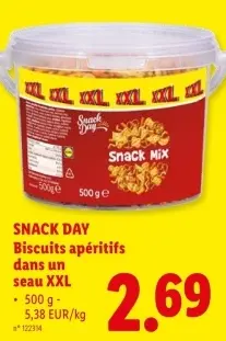 Offre: Biscuits apéritifs dans un seau XXL