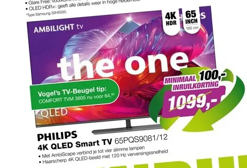 Aanbieding: Philips 65PQS9081 4k QLED Ambilight TV 65 inch (The One - 2026)