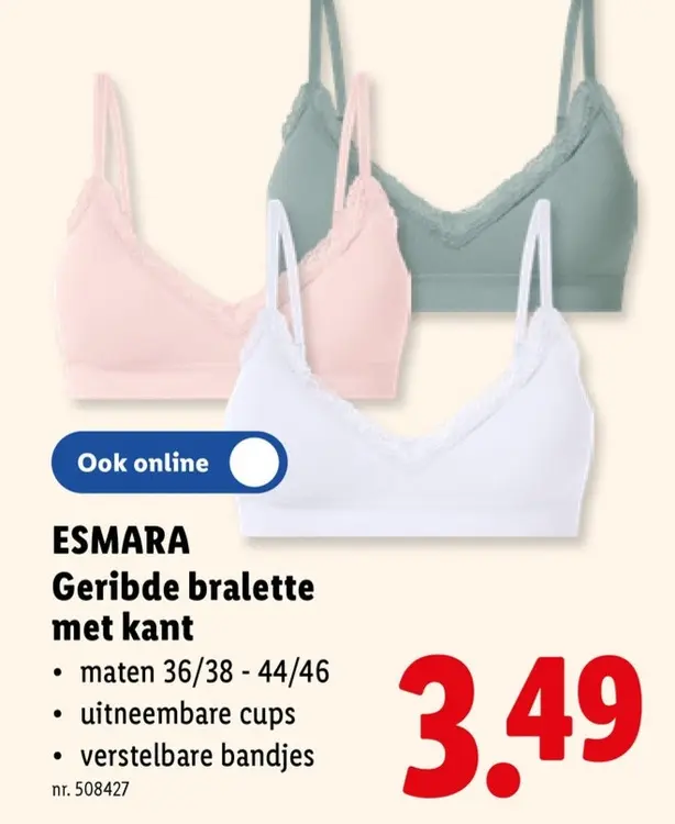 Promotie: Geribde bralette met kant