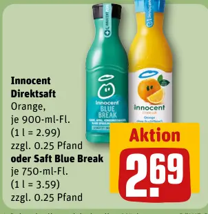 Aanbieding: Innocent Direktsaft Orange oder Saft Blue Bre