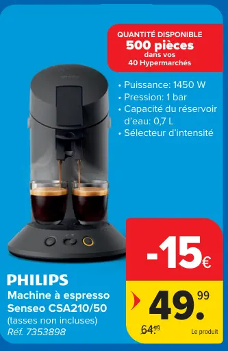 Offre: Machine à espresso Senseo CSA210/50