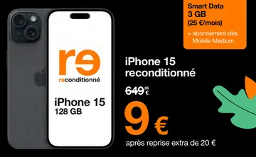 Offre: iPhone 15 reconditionné