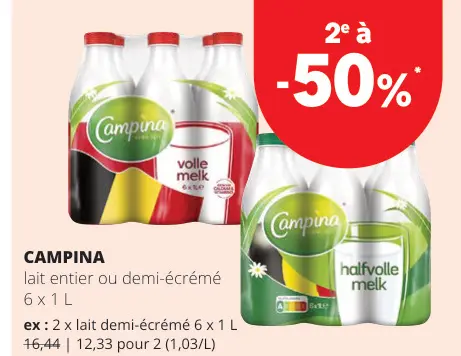 Offre: Lait entier ou demi-écrémé