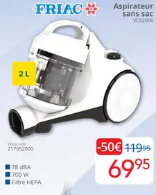 Offre: Aspirateur sans sac VCS2000