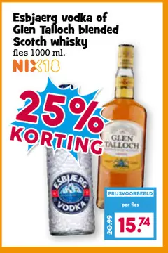Aanbieding: Esbjaerg vodka of Glen Talloch blended Scotch whisky