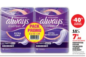 Offre: Serviettes fuites urinaires ultimate nuit