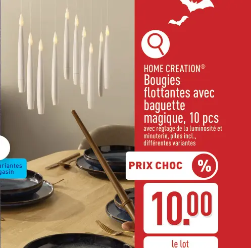 Offre: HOME CREATION® Bougies flottantes avec baguette magique