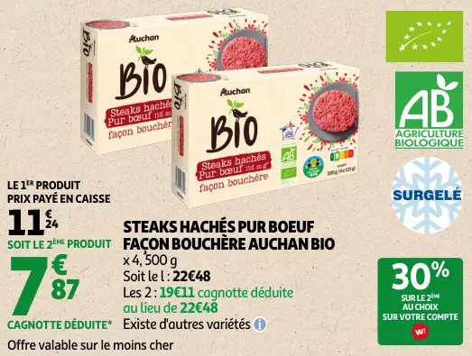 Promotie: Steaks hachés pur boeuf façon bouchère BIO