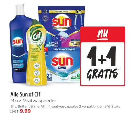 Aanbieding: Alle Sun of Cif M.u.v. Vaatwaspoeder