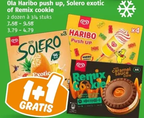 Aanbieding: Haribo push up, Solero exotic of Remix cookie