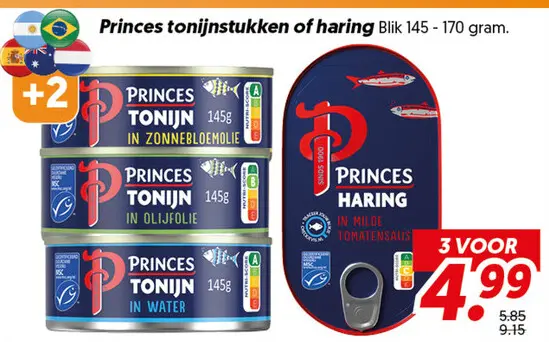 Aanbieding: Princes tonijnstukken of haring