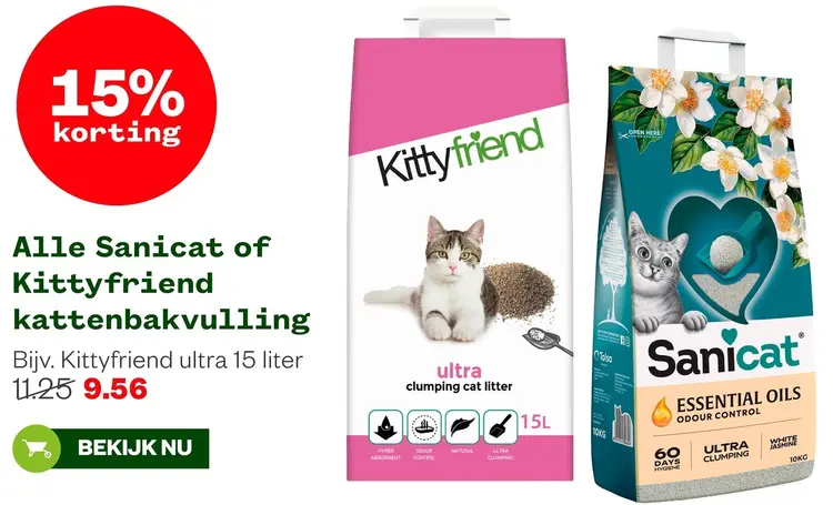 Aanbieding: Sanicat & Kittyfriend Kattenbakvulling