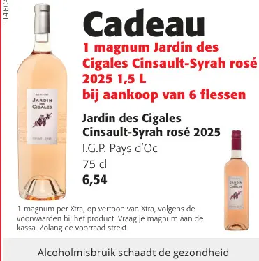 Promotie: Jardin des Cigales Cinsault-Syrah rosé 2025