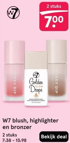 Aanbieding: W7 blush, highlighter en bronzer