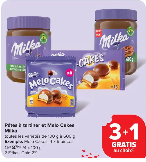 Offre: Pâtes à tartiner et Melo Cakes