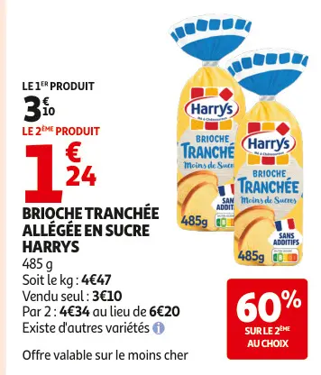 Offre: Brioche tranchée allégée en sucre