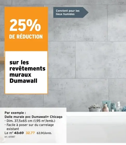 Offre: Dalle murale pvc Dumawall+ Chicago
