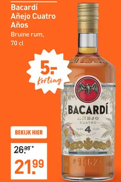 Aanbieding: Bacardí Añejo Cuatro Años