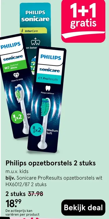 Aanbieding: Philips opzetborstels 2 stuks