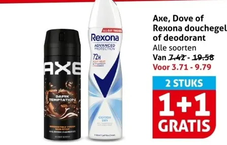 Aanbieding: Axe, Dove of Rexona douchegel of deodorant