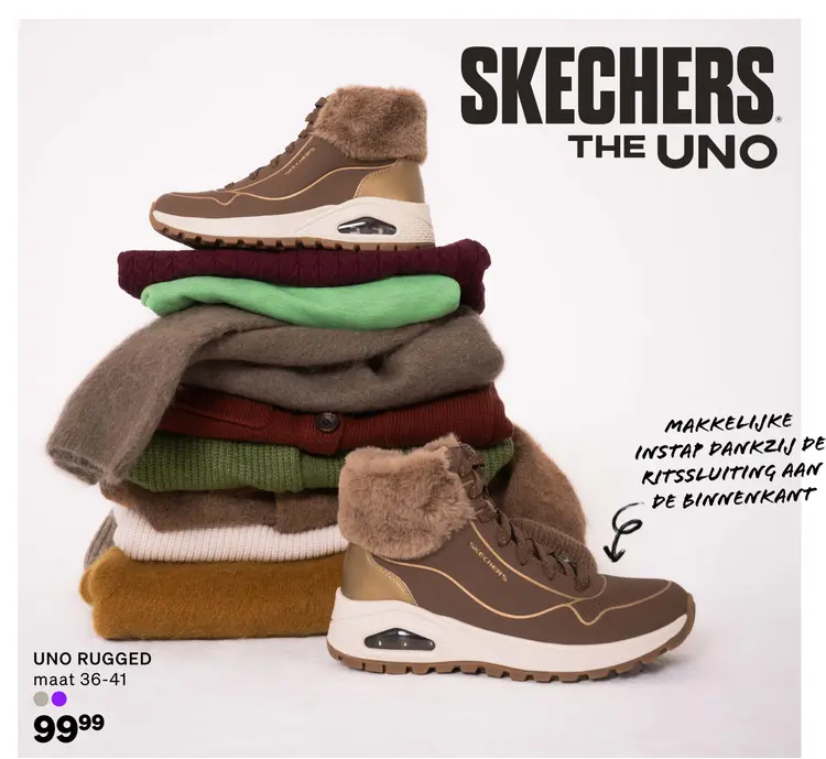 Aanbieding: Skechers Uno Rugged Shimmer Veterboots taupe