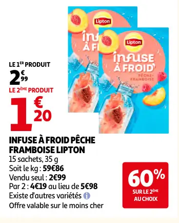 Offre: Infuse à froid pêche framboise