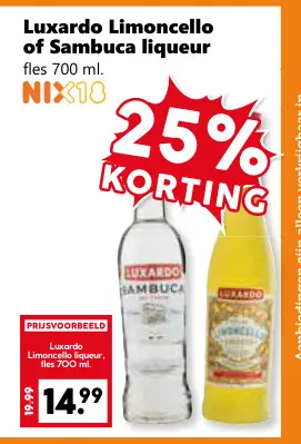 Aanbieding: Limoncello of Sambuca liqueur