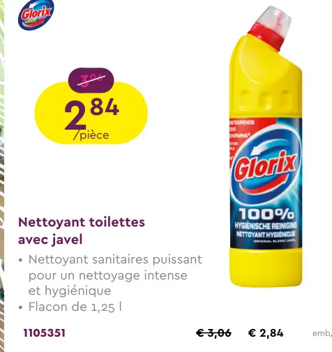 Offre: Nettoyant toilettes avec javel