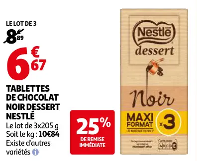 Promotie: Tablettes de chocolat noir dessert