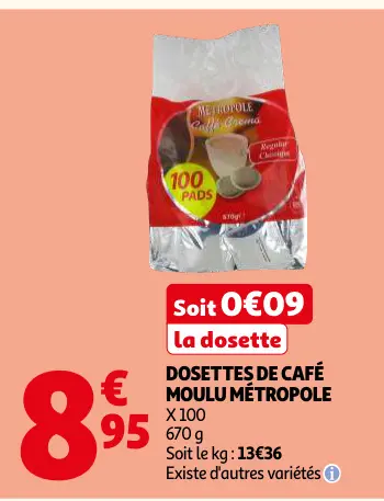 Offre: Dosettes de café moulu