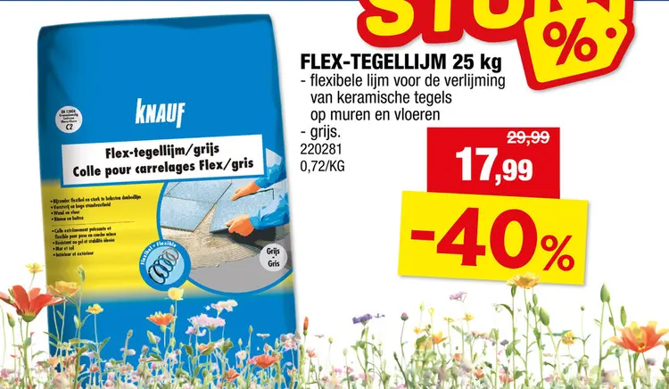 Promotie: Knauf Flex tegellijm 25kg grijs