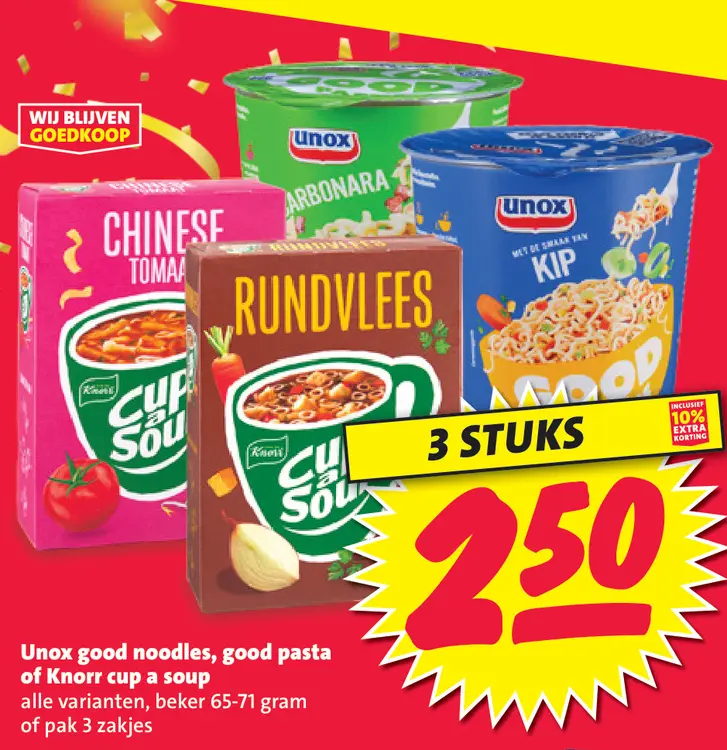 Aanbieding: Good noodles, good pasta of Knorr cup a soup