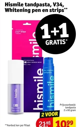 Aanbieding: Hismile tandpasta, V34, Whitening pen en strips