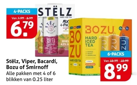 Aanbieding: Stëlz, Viper, Bacardí, Bozu of Smirnoff