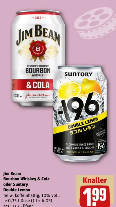 Aanbieding: Bourbon Whiskey & Cola oder Suntory Double Le