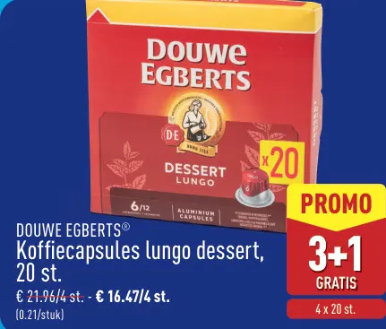 Promotie: Koffiecapsules lungo dessert, 20 st.