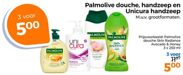 Aanbieding: Palmolive douche, handzeep en Unicura handzeep