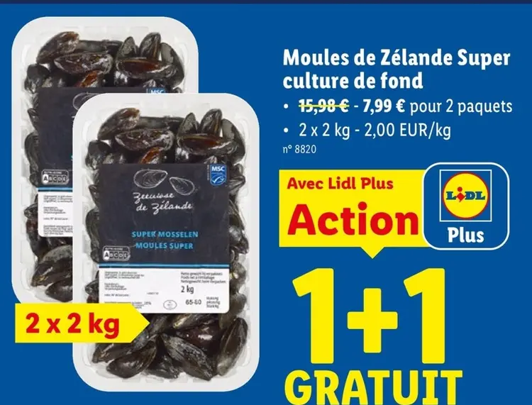 Offre: Moules de Zélande Super culture de fond