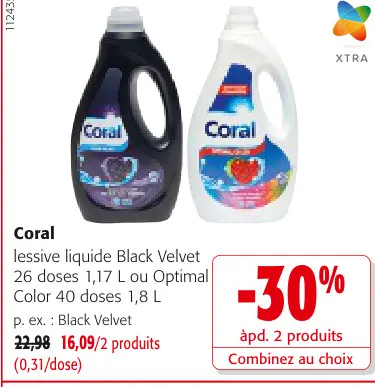 Offre: lessive liquide Black Velvet ou Optimal Color